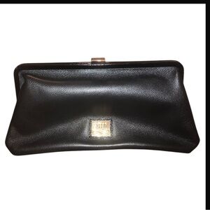 Rosie Pope Maternity Soft Black Leather Diaper Clutch GUC
